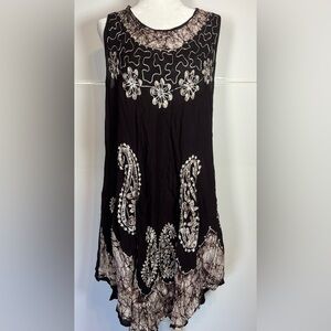 Rima Beachwear Lagenlook Embroidered Paisley Tunic Dress OS